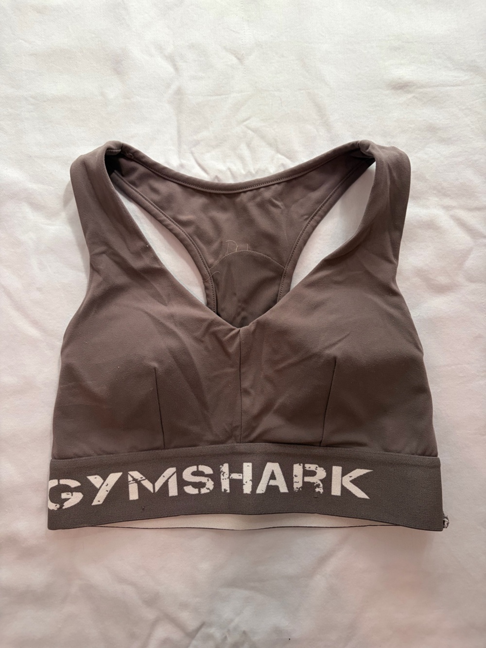 Gymshark Taupe Racerback Sports Bra with Branded Band